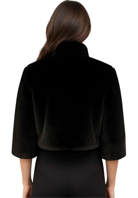 Ecopelliccia corta con collo sciallato MISS MAX | Pellicce | 3901NERA